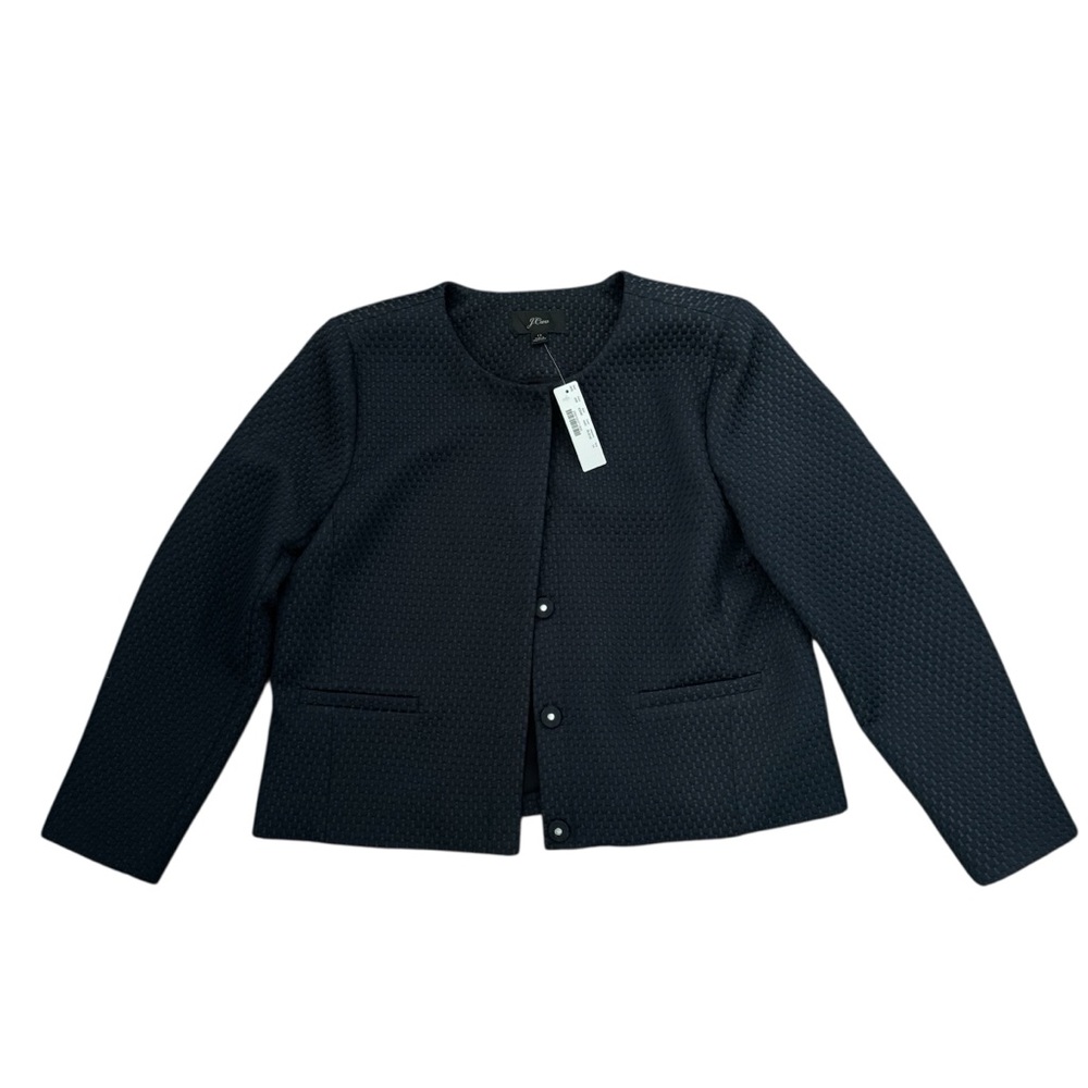 New J Crew Navy Blue Portfolio Matelasse Jacket Size 14 New with tags